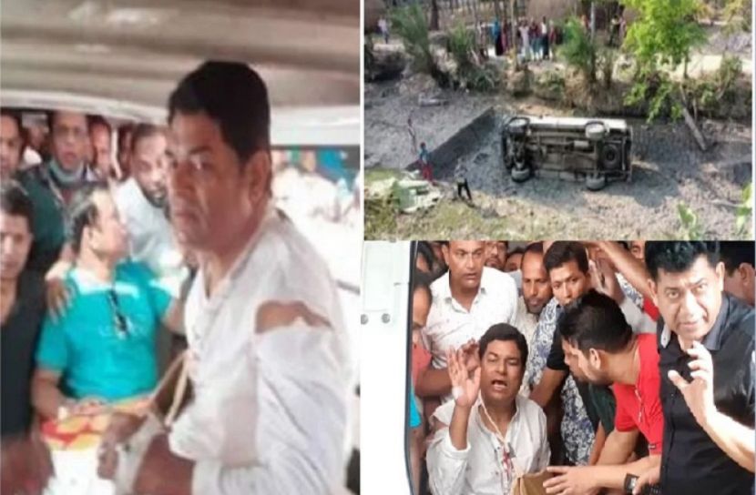 বরগুনায় গাড়িসহ মেয়র মহারাজ খাদে