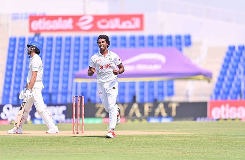 হ্যাটট্রিকের পর  হাসান মাহমুদের উল্লাস, অসাধারণ এক হ্যাটট্রিক করেছেন হাসান। ছবি : আফগানিস্তান ক্রিকেট বোর্ড