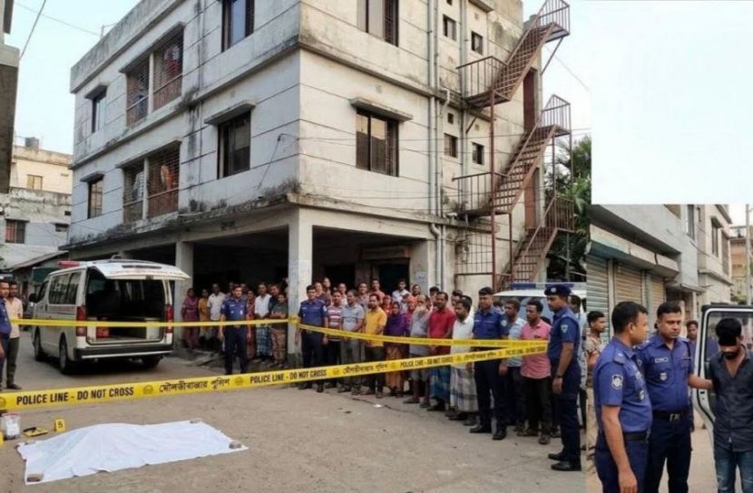 চারতলা ভবন থেকে নিচে পড়ে নারীর মৃত্যু
